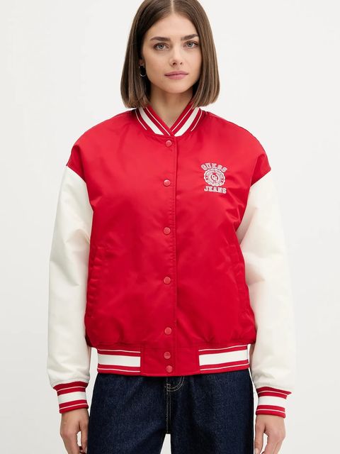 Guess Jeans kurtka bomber kolor czerwony przejściowa W5YL15 WHAA2 - zdjęcie produktu nr 1