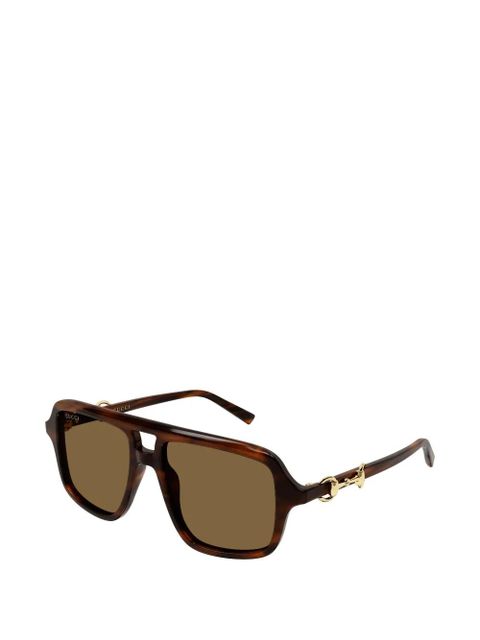 Gucci Eyewear oversized pilot sunglasses - Brown - zdjęcie produktu nr 2