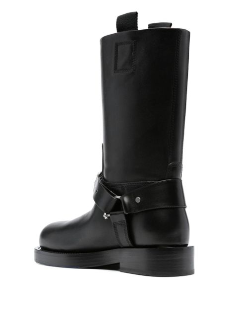 Burberry buckled-strap leather boots - Black