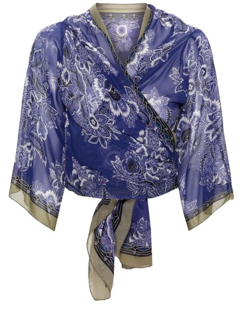 ETRO floral-print tied blouse - Blue - zdjęcie produktu nr 1
