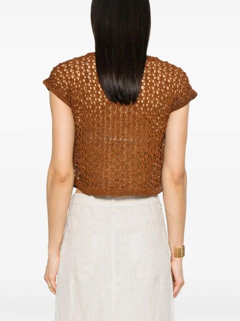 DRAGON DIFFUSION knitted leather top - Brown