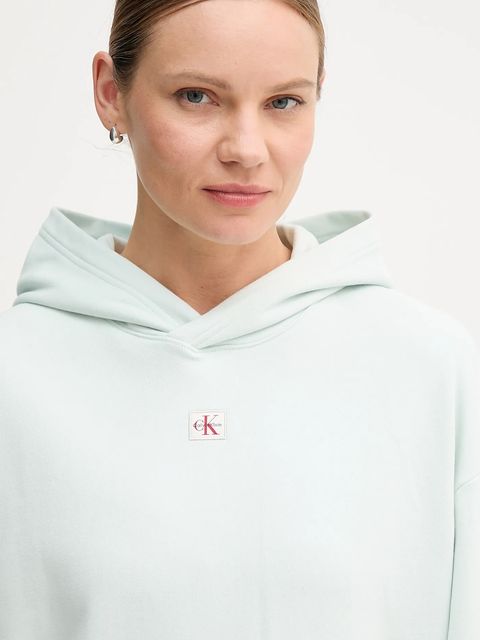 Calvin Klein Jeans bluza bawełniana damska z kapturem gładka LV047D232G
