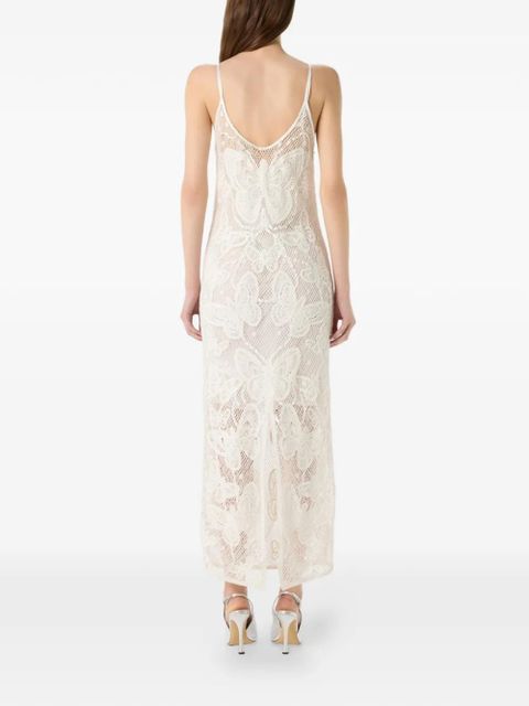 Blumarine butterfly-motif V-neck maxi dress - Neutrals
