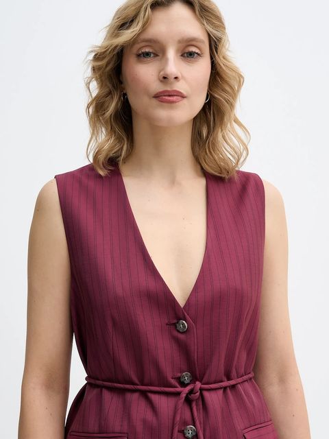 Sisley kamizelka kolor bordowy jednorzędowa 24QVLJ00V