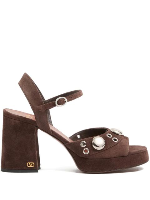 Valentino Garavani stud eyelet leather nellcôte platform sandals - Brown - zdjęcie produktu nr 1