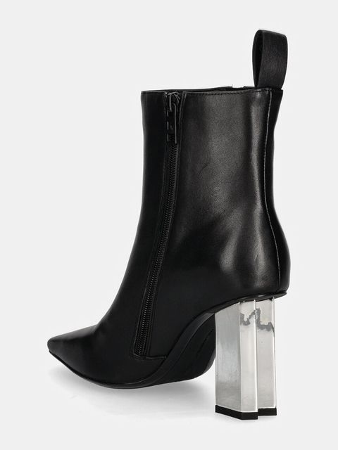 Karl Lagerfeld botki skórzane KL TOWER damskie kolor czarny na słupku KL33964