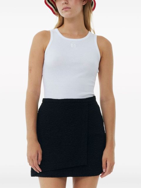 GANNI wrap-design textured miniskirt - Black