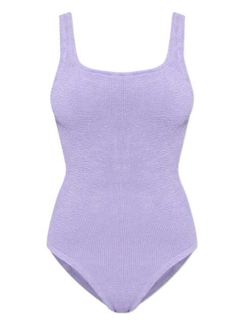 Hunza G Coverage square-neck crinkle swimsuit - Purple - zdjęcie produktu nr 1
