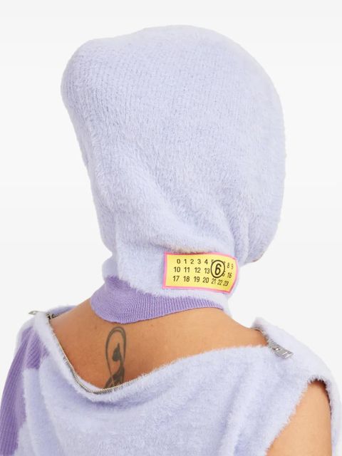 MM6 Maison Margiela Numbers-motif textured balaclava - Purple