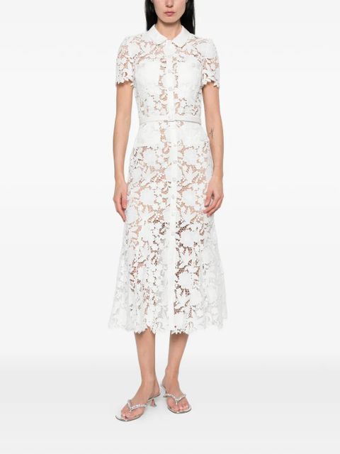 Self-Portrait lace collared midi dress - White - zdjęcie produktu nr 2