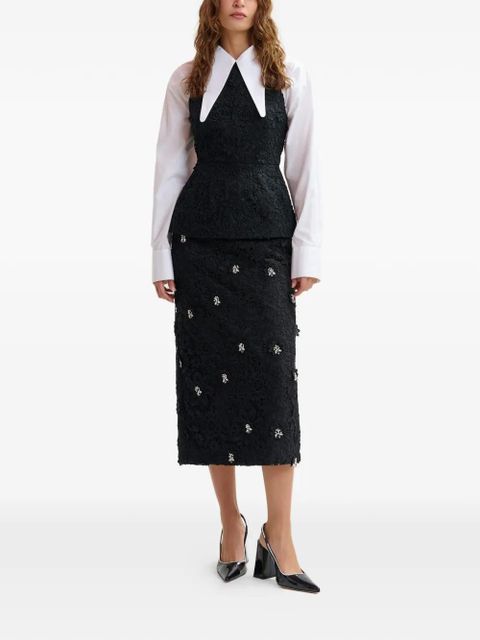 Essentiel Antwerp floral-lace midi straight skirt - Black - zdjęcie produktu nr 2