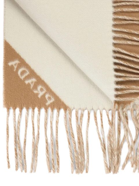 Prada frayed double cashmere scarf - Neutrals