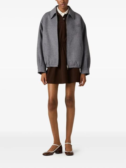 Miu Miu double cashmere blouson jacket - Grey