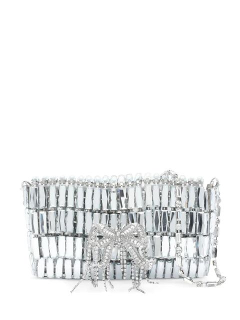 Self-Portrait crystal-embellished bow shoulder bag - Silver - zdjęcie produktu nr 1