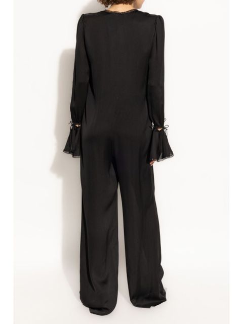 Saint Laurent drawstring long-sleeve jumpsuit - Black
