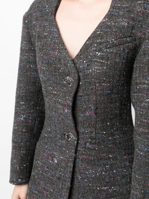GANNI fitted wool-blend blazer - Grey