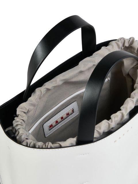 Marni Museo drawstring leather tote bag - White