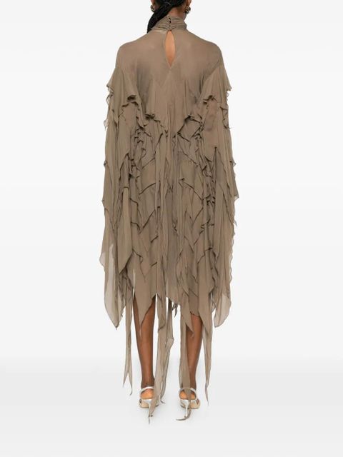 Blumarine ruffled pussy-bow dress - Brown