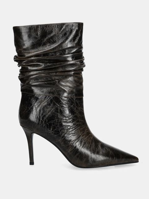 Answear.LAB botki skórzane kolor brązowy na szpilce