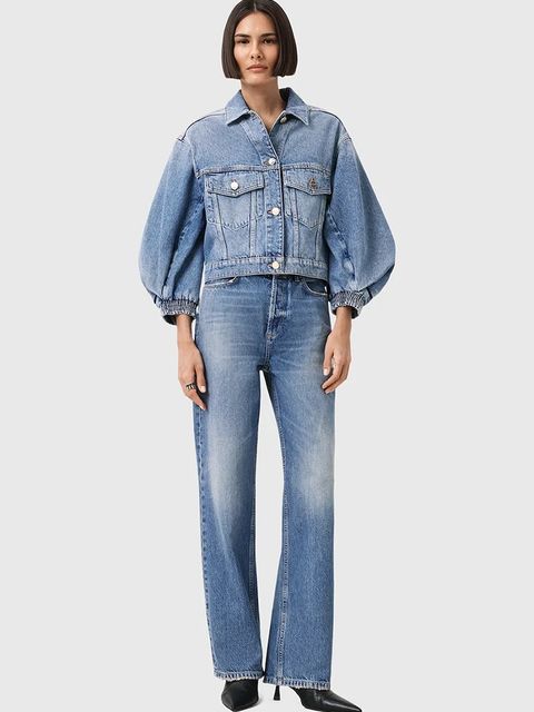 AllSaints kurtka jeansowa LUCA kolor niebieski przejściowa W031OD