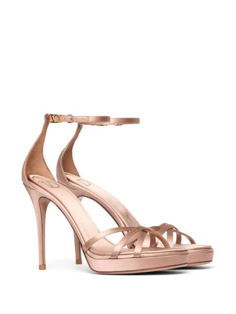 Valentino Garavani 120mm Eveninglam satin platform sandals - Neutrals