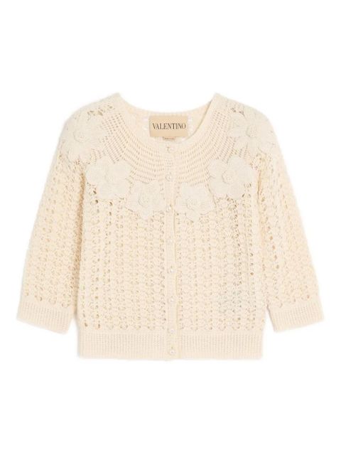 Valentino Garavani embroidered crochet-flower cardigan - Neutrals - zdjęcie produktu nr 1