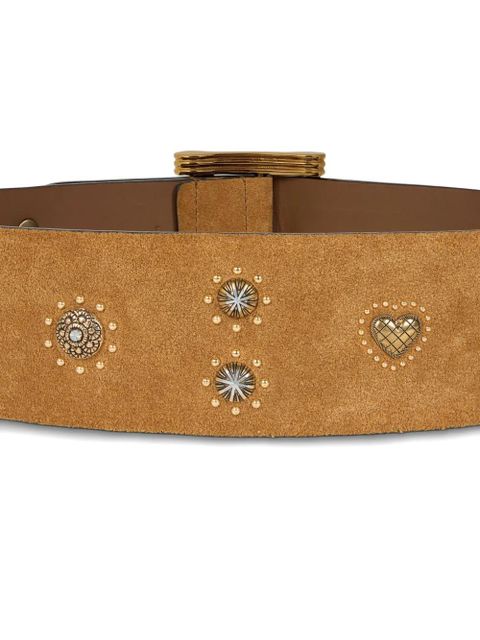 ETRO studded suede belt - Neutrals
