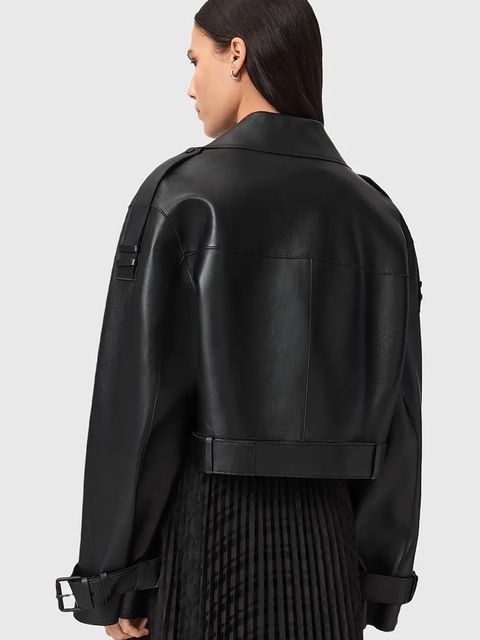 AllSaints kurtka skórzana OPHELIA damska kolor czarny przejściowa oversize W045LB