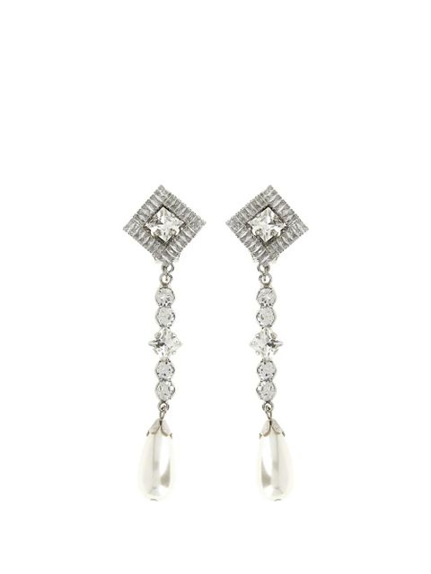 Alessandra Rich crystal-embellished drop earrings - Silver - zdjęcie produktu nr 1