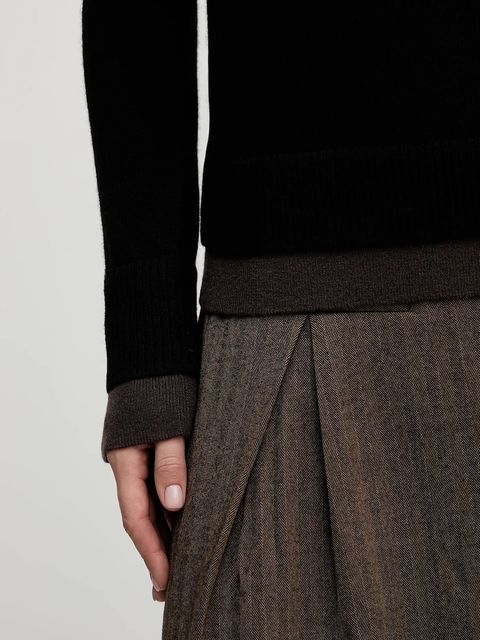 Sisley sweter z dodatkiem wełny damski kolor czarny lekki z półgolfem 122WL202B