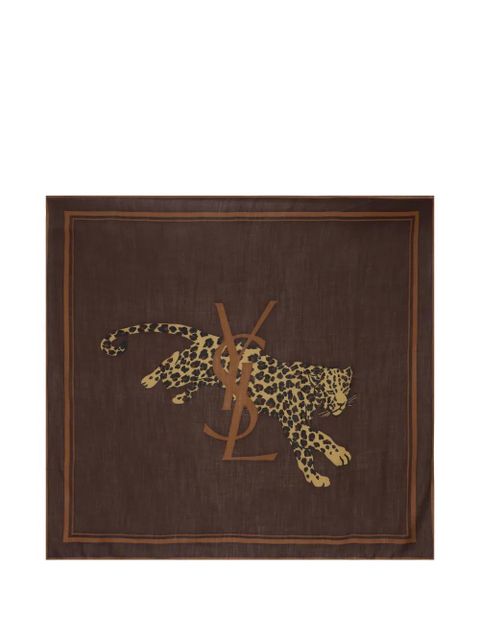 Saint Laurent leopard-print scarf - Brown - zdjęcie produktu nr 1