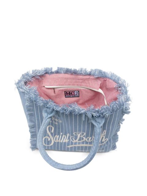 MC2 Saint Barth Vanity embossed striped fringe tote bag - Blue