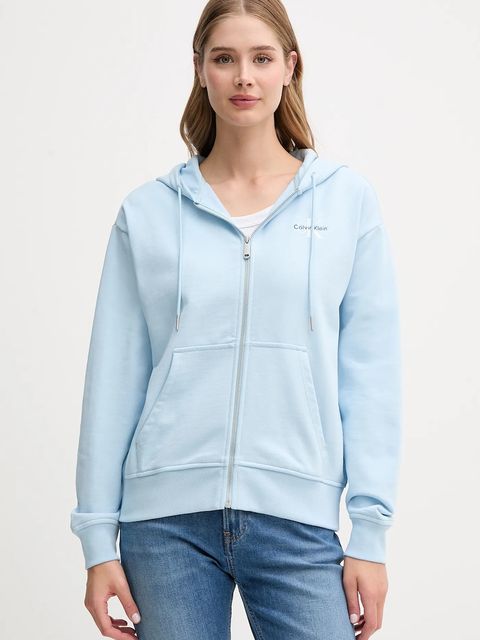 Calvin Klein Jeans bluza damska kolor niebieski z kapturem z nadrukiem LV047B270G - zdjęcie produktu nr 1