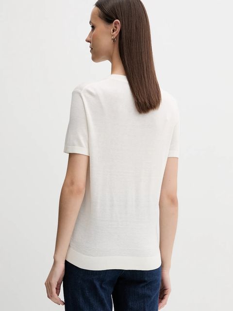 United Colors of Benetton t-shirt z jedwabiem damskie kolor beżowy 1ZRED10BK