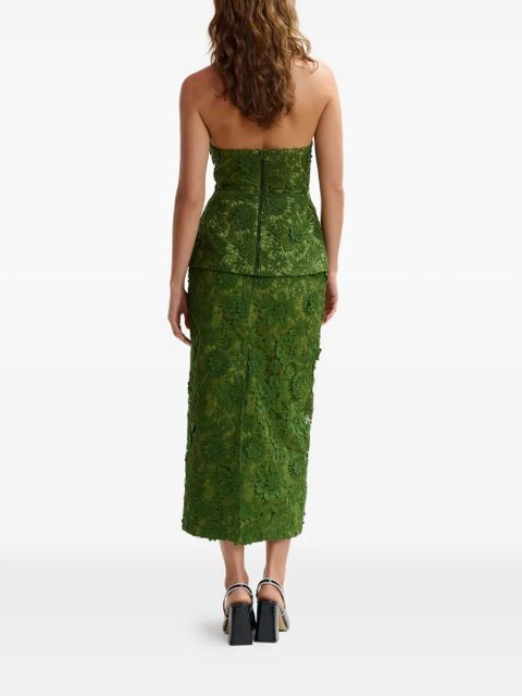 Essentiel Antwerp floral lace rhinestone midi skirt - Green