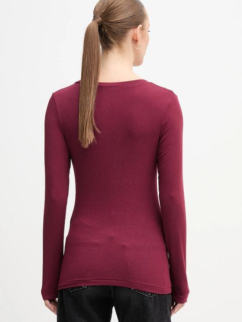 United Colors of Benetton longsleeve z domieszką kaszmiru kolor bordowy 3LRU3M076