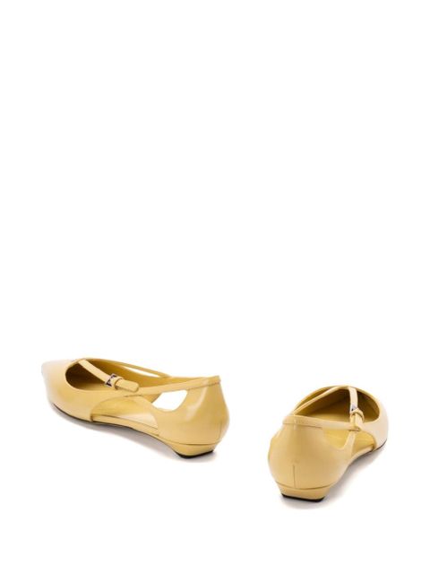 Prada brushed-leather cut-out ballerina shoes - Yellow