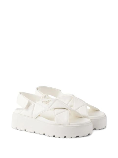 Prada leather flatform sandals - White
