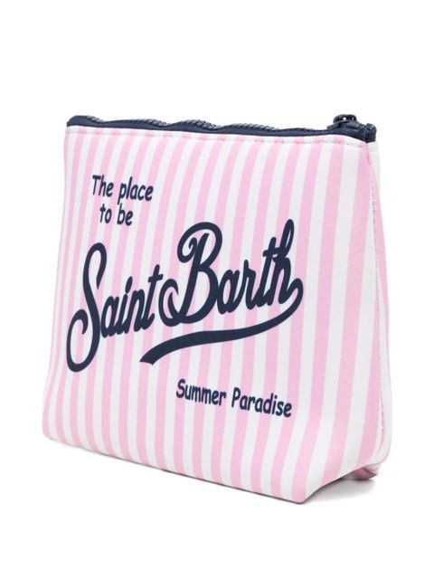 MC2 Saint Barth Aline striped logo-print clutch bag - Pink