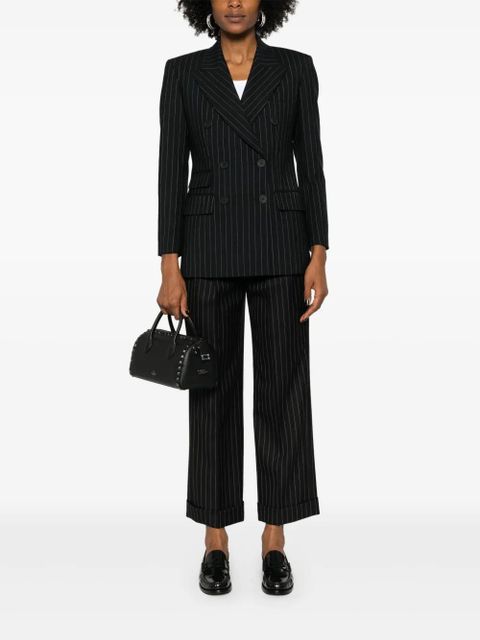 SANDRO pinstriped double-breasted blazer - Black