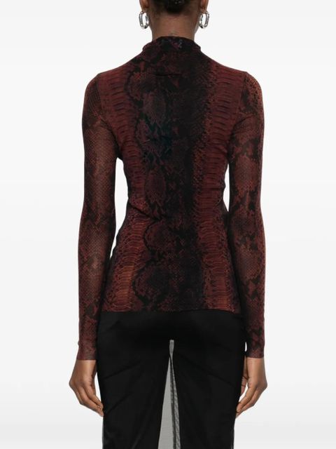 Jean Paul Gaultier snakeskin high-neck T-shirt - Brown