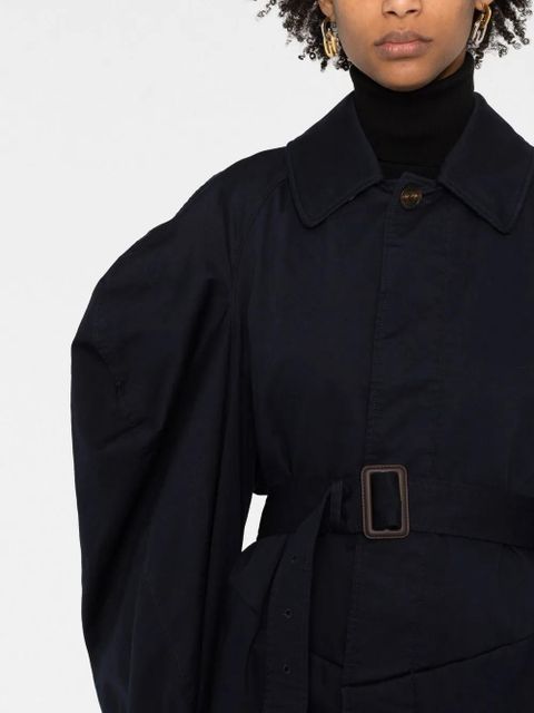 Balenciaga Twisted puff-sleeves cotton trench coat - Blue