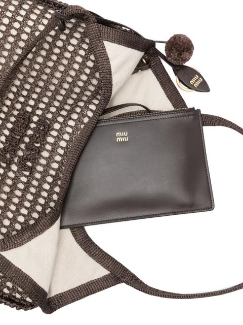 Miu Miu logo-detail tote bag - Brown