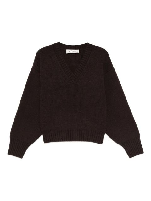 Róhe V-neck ribbed-knit jumper - Brown - zdjęcie produktu nr 1