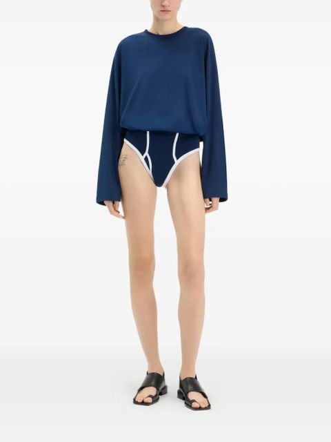Jean Paul Gaultier long-sleeve twisted cotton bodysuit - Blue