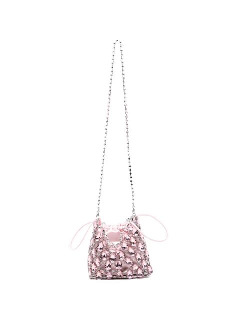 Self-Portrait mini crystal-embellished shoulder bag - Silver - zdjęcie produktu nr 1