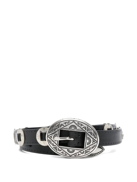 Golden Goose oval-buckle embellished belt - Black - zdjęcie produktu nr 1