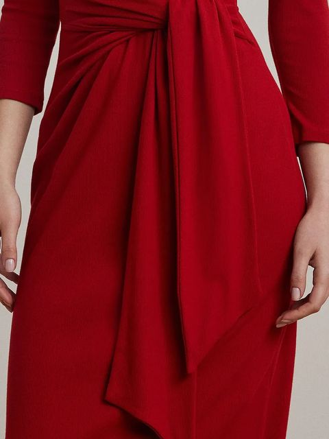 Lauren Ralph Lauren sukienka kolor czerwony midi dopasowana 200973598