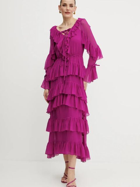 Luisa Spagnoli sukienka kolor różowy maxi rozkloszowana 541979 - zdjęcie produktu nr 1