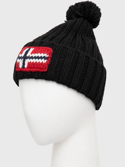 Napapijri czapka z domieszką wełny kolor czarny z domieszką wełny